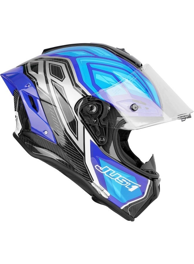 Just 1 Full Face Carbon Fiber Helmet - J-GPR Instinct Fluo Light Blue - Image 2