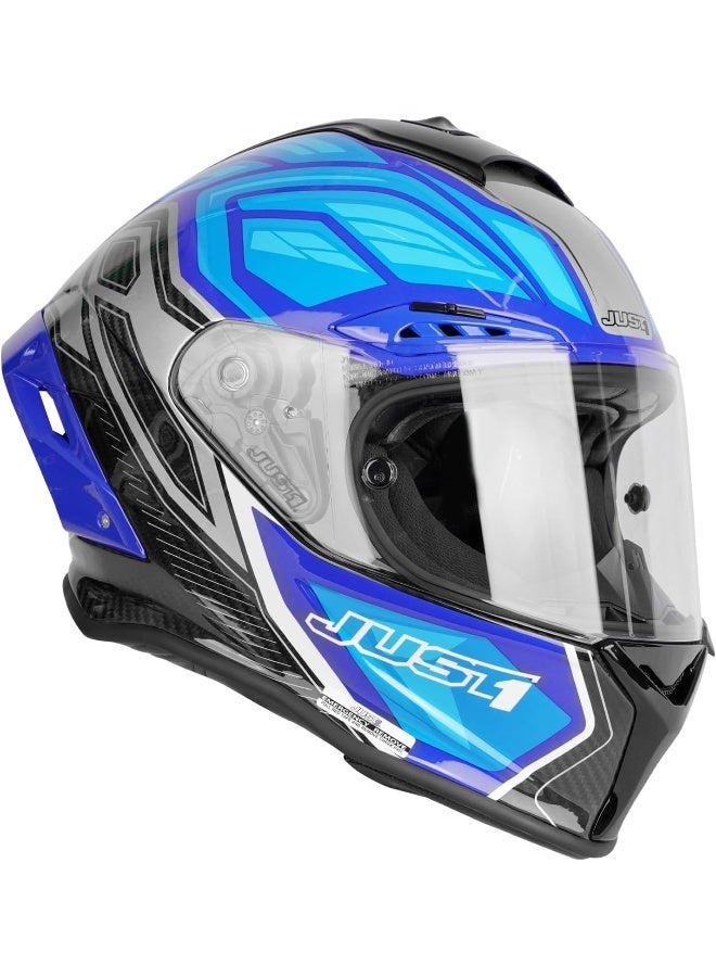 Just 1 Full Face Carbon Fiber Helmet - J-GPR Instinct Fluo Light Blue - Image 1