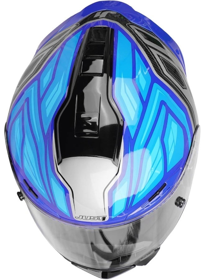 Just 1 Full Face Carbon Fiber Helmet - J-GPR Instinct Fluo Light Blue - Image 5