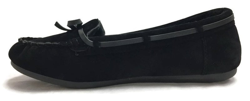 Blueberry Womens Faux Soft Suede Fur Lined Moccasin House Slippers Black, 6.5 - Image 2