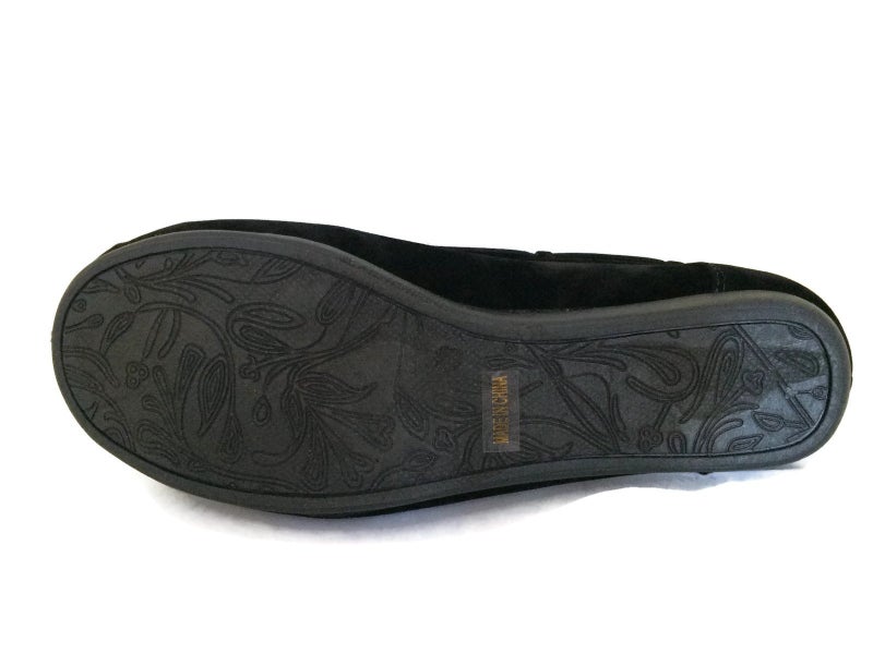 Blueberry Womens Faux Soft Suede Fur Lined Moccasin House Slippers Black, 6.5 - Image 5