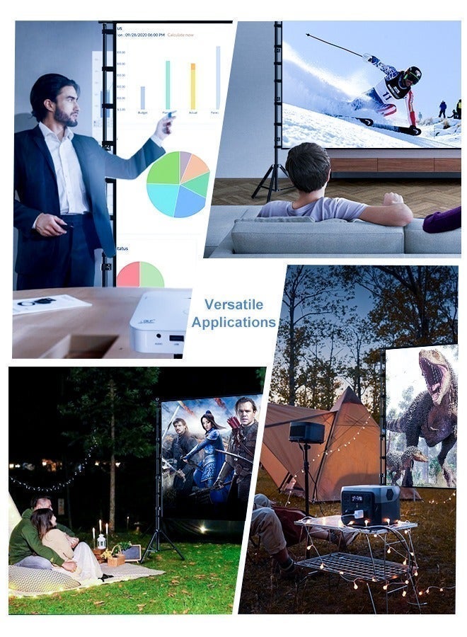 Portable 100 inch 16:9 Foldable Projection Screen Soft Curtain With Tripod Stand and Carrying Bag for Indoor Outdoor Home Theater Backyard Cinema Travel - Image 3