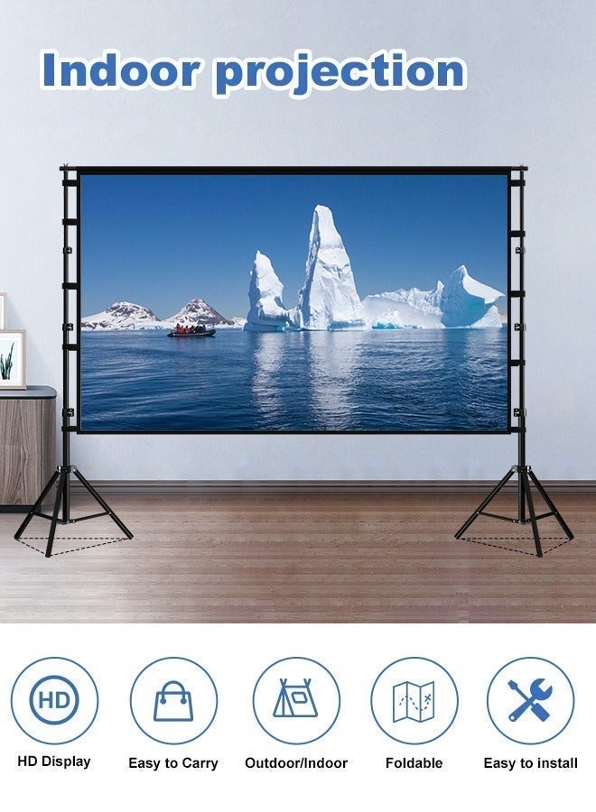 Portable 100 inch 16:9 Foldable Projection Screen Soft Curtain With Tripod Stand and Carrying Bag for Indoor Outdoor Home Theater Backyard Cinema Travel - Image 2