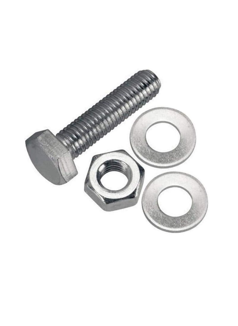Generic 12 pcs Hex Head Screw Bolts Nuts & Washers Fully Thread GI Plain Finish Bolt Set. (16, 50MM)  - Image 1