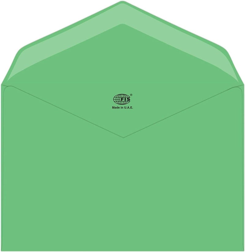 FIS Fsec8025Ggr50 80 Gsm Neon Glued Envelopes 50-Pack, 145 X 200 Mm Size, Green - Image 1