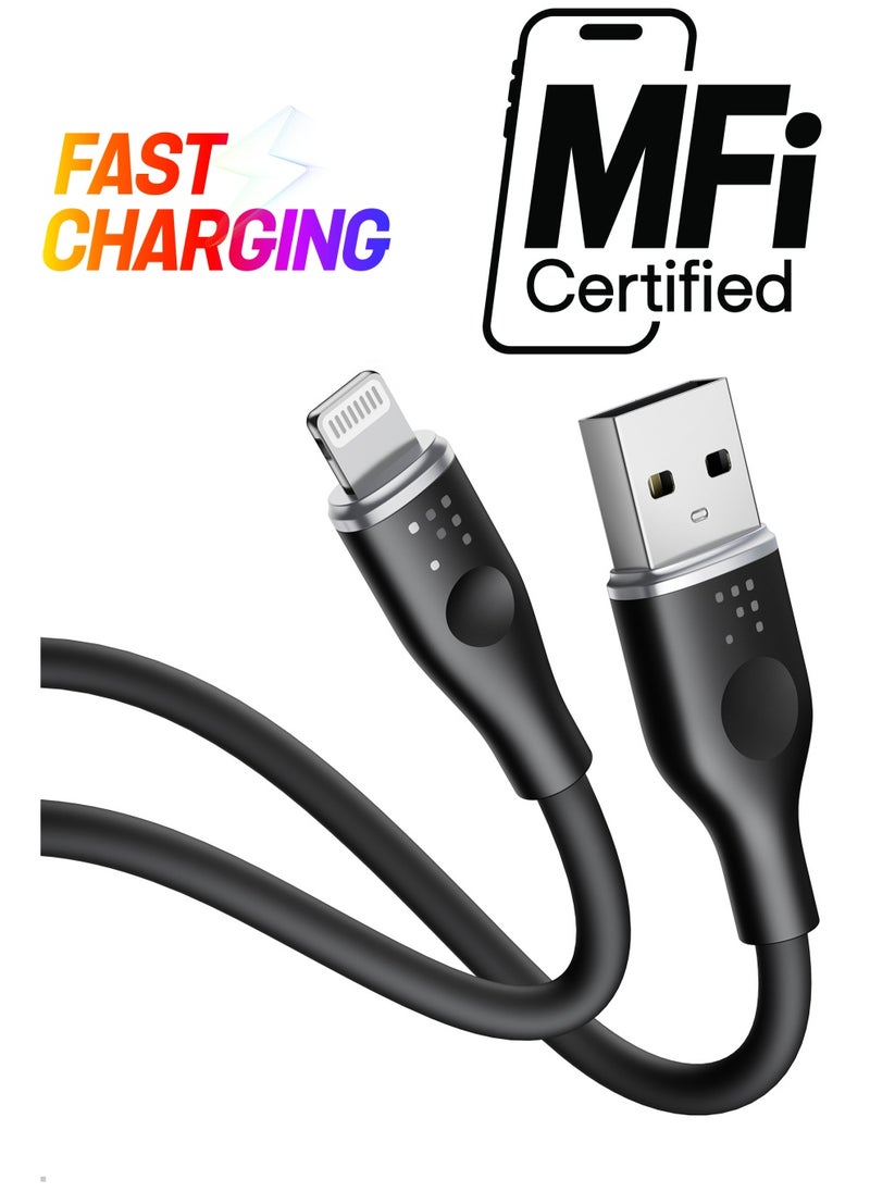VOLTME - Powerlink Moss USB A to Lightning Cable for iPhone 14/13/ 12 Pro Max / 12/11 Pro/X/XS/XR / 8 Plus (1.2m) 3A Zinc-Alloy Connector - Black - Image 1