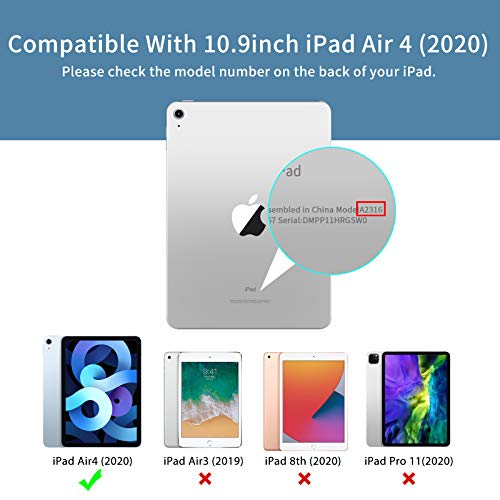 LovRug for iPad Air 11 Inch Case (M2) 2024, iPad Air 5th Generation Case 2022/iPad Air Cases 4th Generation 2020 10.9 Inch with Pencil Holder, Soft TPU Back Smart Protective Cover (Light Blue) - Image 2