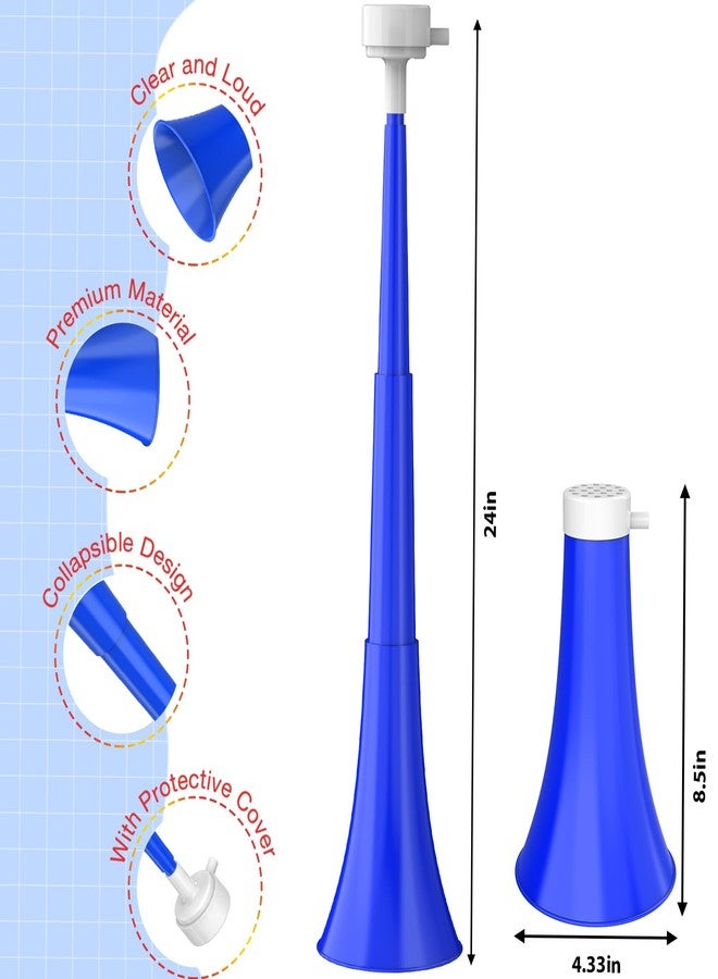 Ouffun Collapsible Stadium Horn 24 Inch Vuvuzela Plastic Trumpet Horn Blow Horn Noisemakers Loud Sound Soccer Horn Cheer Horn for Sporting Events Graduation Games School Party Supplies Favors Accessories - Image 2