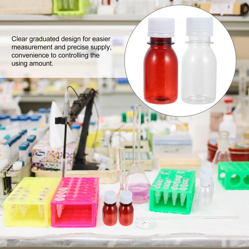 20pcs 60ml Plastic Graduated Reagent Bottles Leak Proof with Dropper Caps 10 Amber 10 Clear - Image 4