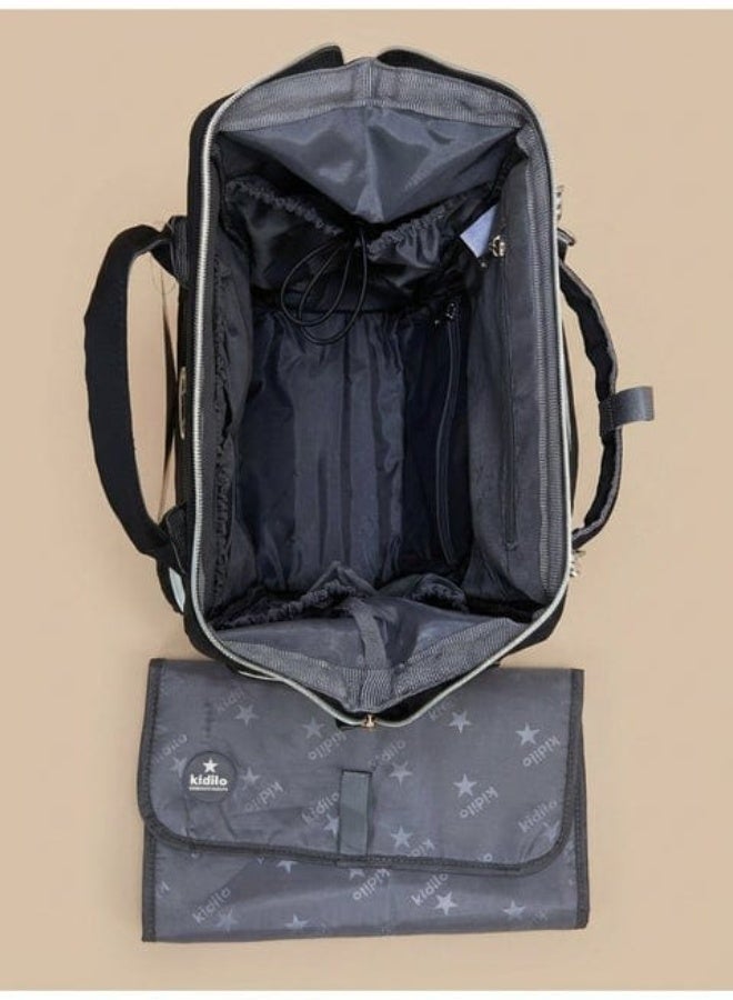 شنطة كيديلو الاحترافية للأمهات بملمس جلدي فاخر- شنطة ضهر سعة كبيرة بجيوب حرارية ومفرش غيار - شنطة بيبي للمشاوير والسفر - Image 5