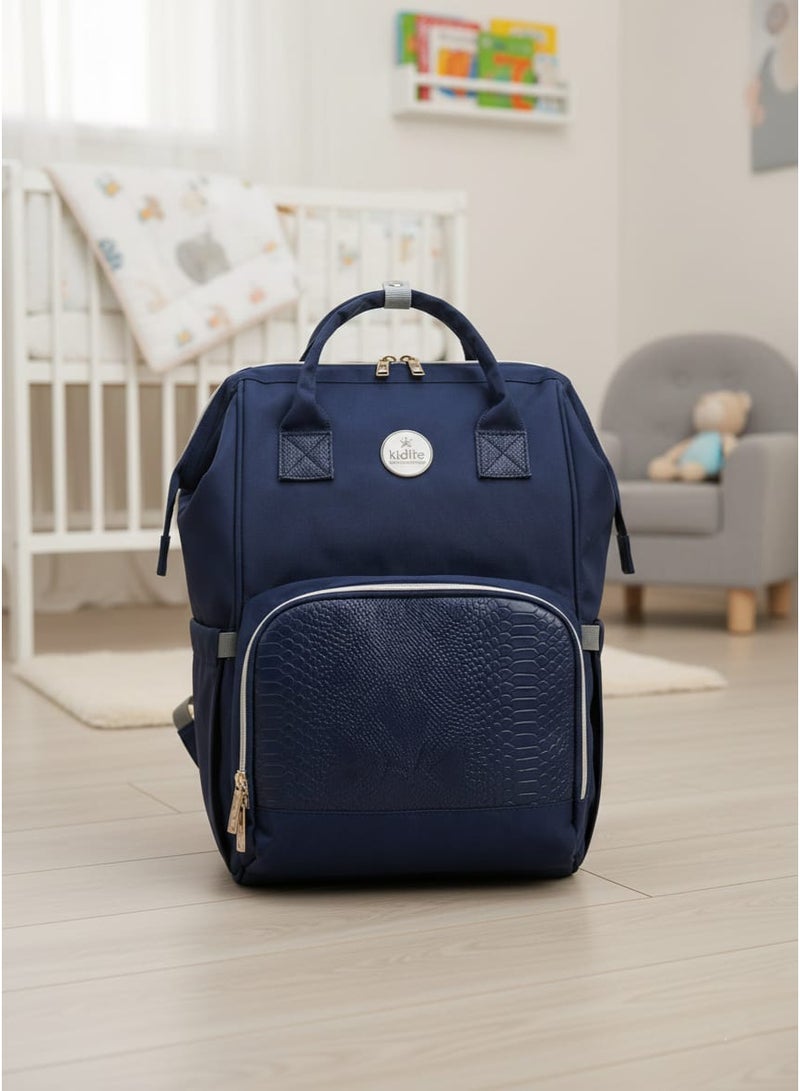 شنطة كيديلو الاحترافية للأمهات بملمس جلدي فاخر- شنطة ضهر سعة كبيرة بجيوب حرارية ومفرش غيار - شنطة بيبي للمشاوير والسفر - Image 1