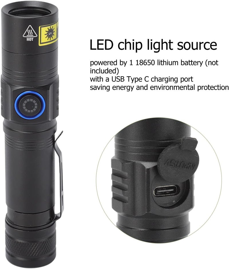 Naroote LED Black Light Flashlight, 365nm Rechargeable Portable Blacklight Detector with Pure 365nm Light & Aluminum Alloy Housing, Ideal for Finding Scorpions, Dog Urine & AC Leaks - Image 4