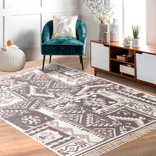 Villedomo Reversible 4X6 Feet Rugs In Satori Grey Stylish,Washable Area Rectangular Rugs With Anti-Skid Mat-Ideal For Living Room,Bedroom,And More! - Image 1