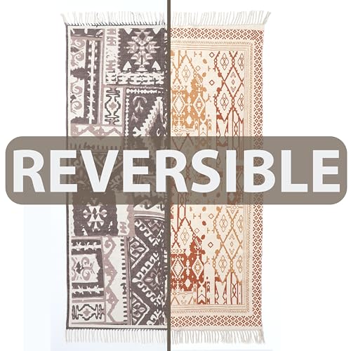 Villedomo Reversible 4X6 Feet Rugs In Satori Grey Stylish,Washable Area Rectangular Rugs With Anti-Skid Mat-Ideal For Living Room,Bedroom,And More! - Image 3