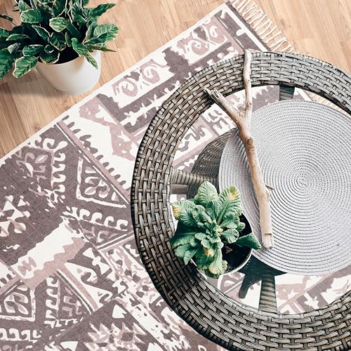 Villedomo Reversible 4X6 Feet Rugs In Satori Grey Stylish,Washable Area Rectangular Rugs With Anti-Skid Mat-Ideal For Living Room,Bedroom,And More! - Image 2