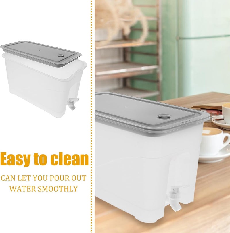 4l Cold Water Jug with Faucet Large Capacity Fridge Pitcher for Juices and Iced Tea Gray Leak-proof Beverage Dispenser for Home Refrigerator - Image 3