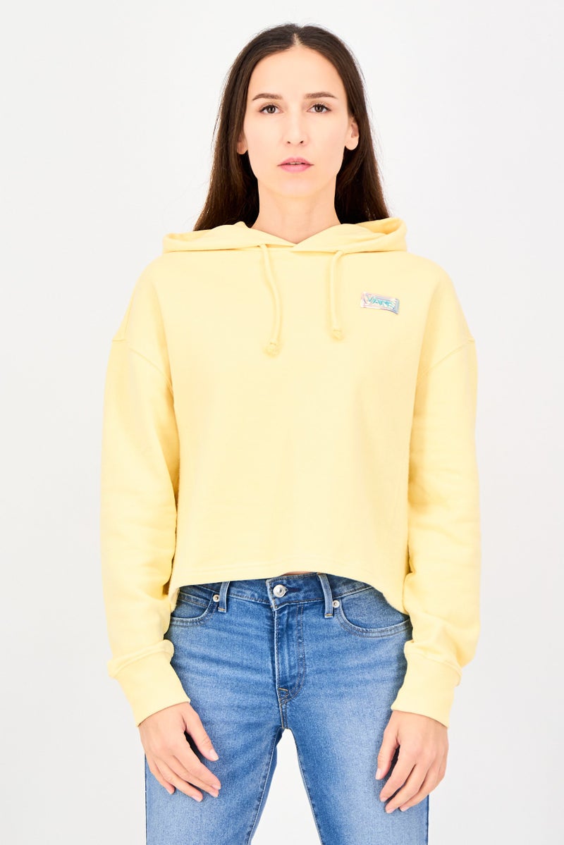 VANS Women Brand Logo Long Sleeve Hoodie, Yellow - Image 1