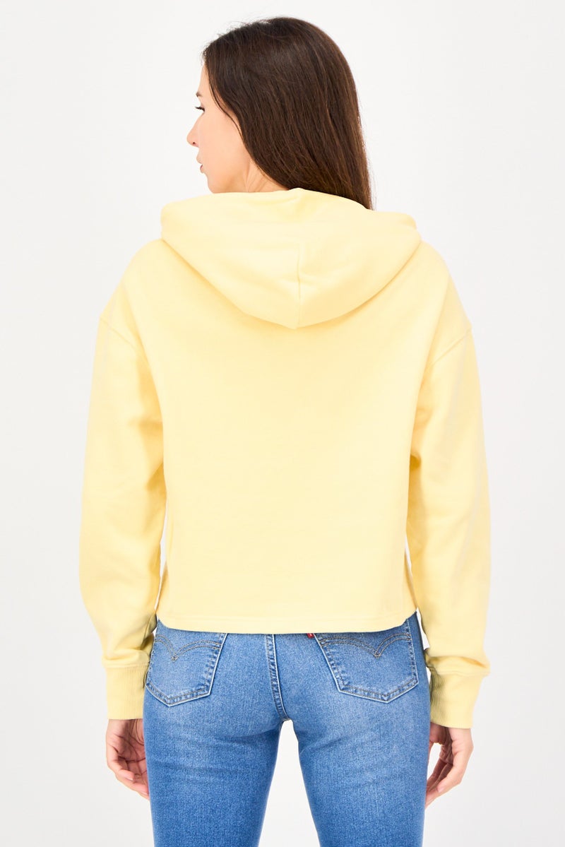 VANS Women Brand Logo Long Sleeve Hoodie, Yellow - Image 3