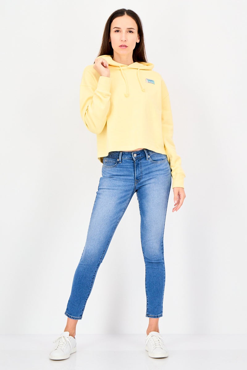 VANS Women Brand Logo Long Sleeve Hoodie, Yellow - Image 4