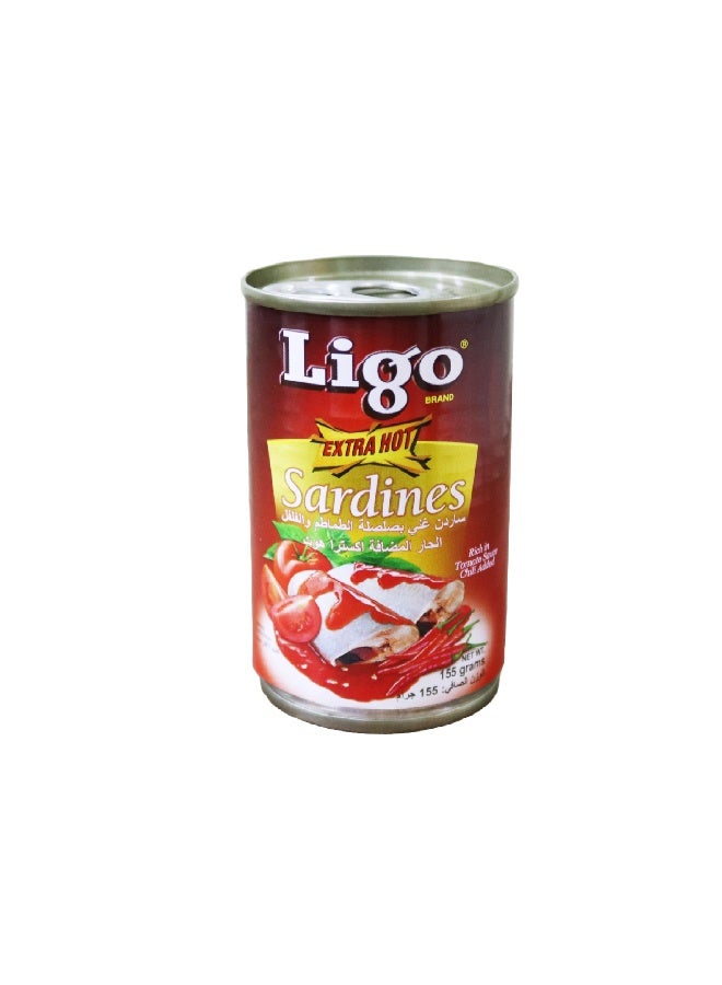 ligo سردين في صلصة الطماطم مع الفلفل الحار حار جداً 155 جرام - Image 1
