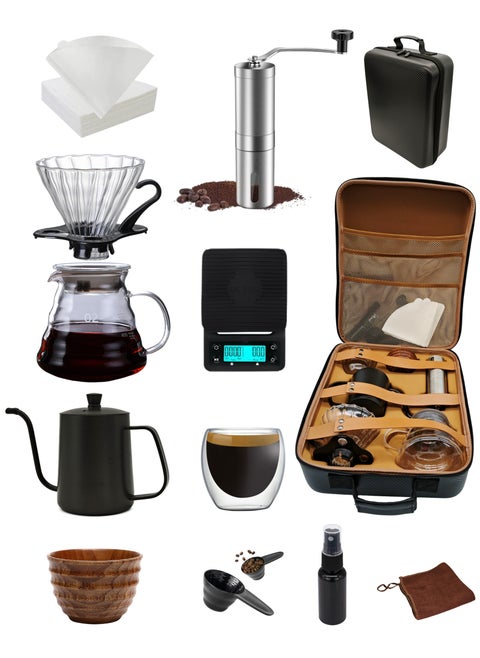 V60 Coffee Drip Kit  - 12 Pieces Pour Over Espresso Kit ，With Tool Case ,  For Coffee Table, Kitchen, Camping