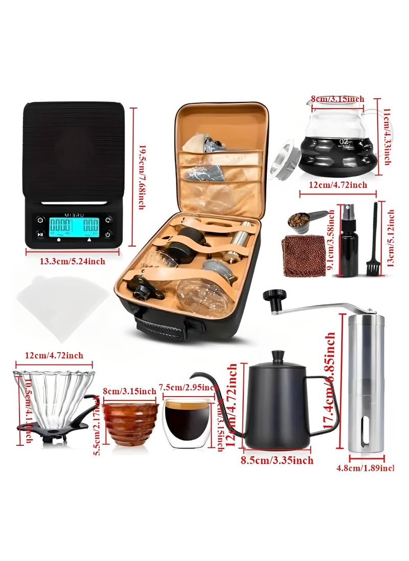 Perfin - V60 Coffee Drip Kit  - 12 Pieces Pour Over Espresso Kit ，With Tool Case ,  For Coffee Table, Kitchen, Camping - Image 1