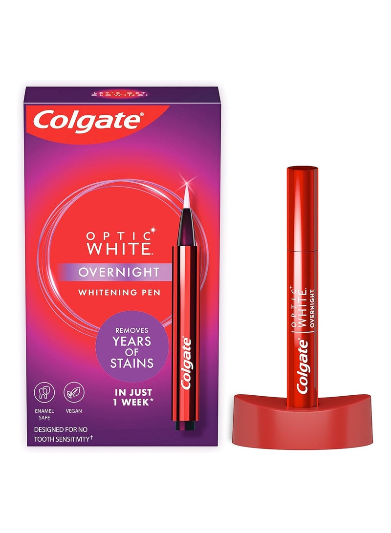 Colgate Optic White Overnight Teeth Whitening Pen, Teeth Stain Remover to Whiten Teeth, 35 Nightly Treatments, 0.08 Fl Oz - Image 2
