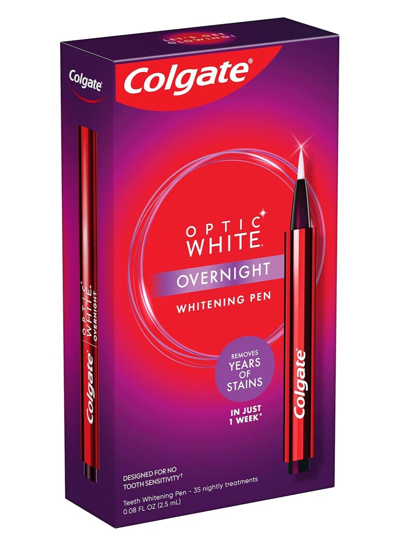 Colgate Optic White Overnight Teeth Whitening Pen, Teeth Stain Remover to Whiten Teeth, 35 Nightly Treatments, 0.08 Fl Oz - Image 3