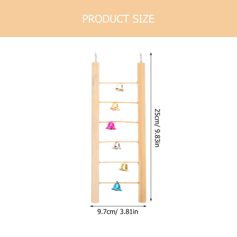 GALPADA Parrot Step Ladder Climbing with Bells 25cm Wooden Bird Cage Toy Pet Bird Accessory - Image 3
