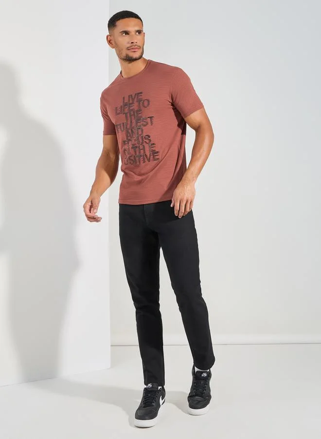 Fort Collins Slogan Placement Print Crew Neck T-Shirt by Styli