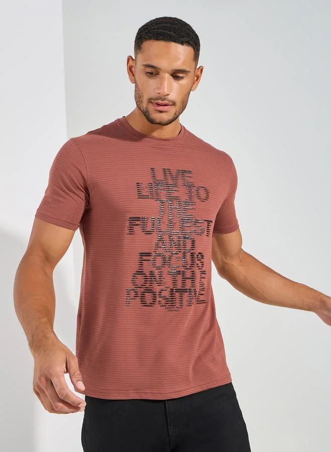 Fort Collins Slogan Placement Print Crew Neck T-Shirt by Styli