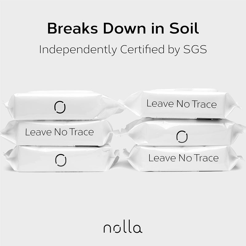 Nolla Flushable Wipes - 100% Plant-Based and Biodegradable - Soft, Unscented + Soothing Aloe and Vitamin E - For Adults and Kids 180 Count (3 Packs of 60) - Image 4
