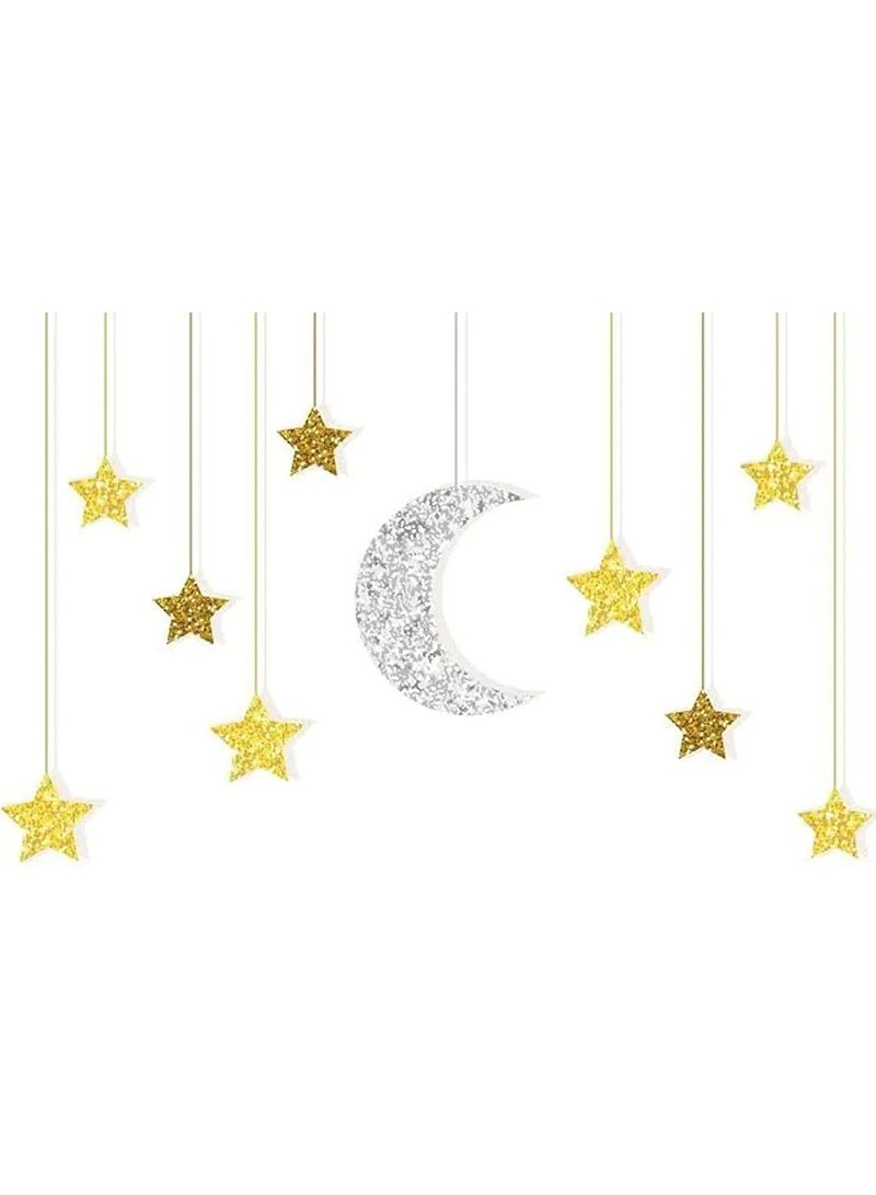 Door and wall Ramadan foam glittery Crescent decoration 35cm