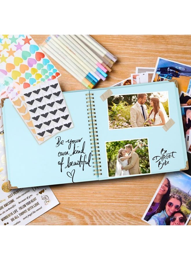 Joyberg Scrapbook 80 Pages, Scrapbooking Supplies 8 x 8 In, Scrapbook Album Suitable for Album Memory Book Wedding, Anniversary Family, DIY Craft Projects (Blue) - Image 2