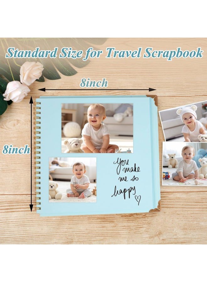 Joyberg Scrapbook 80 Pages, Scrapbooking Supplies 8 x 8 In, Scrapbook Album Suitable for Album Memory Book Wedding, Anniversary Family, DIY Craft Projects (Blue) - Image 3