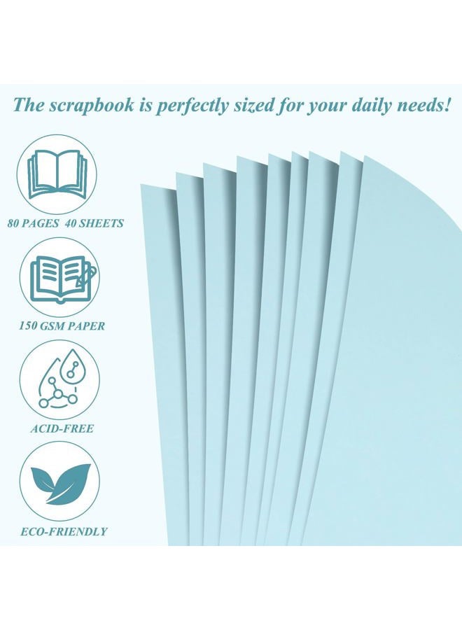 Joyberg Scrapbook 80 Pages, Scrapbooking Supplies 8 x 8 In, Scrapbook Album Suitable for Album Memory Book Wedding, Anniversary Family, DIY Craft Projects (Blue) - Image 5