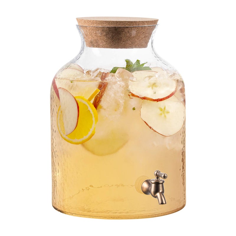 Style Setter Beverage Drink Dispensers Glass  Cork Lid Clear 27 Gallon