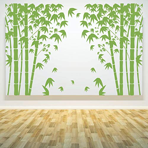 StickMe ' Green - Bamboo - Tree - Nature - Birds - Decorative - Creative - Colorful - Wall Sticker' -SM152 (Multi Colour, Vinyl - 100cm X 80 cm)-Self-Adhesive - Image 1