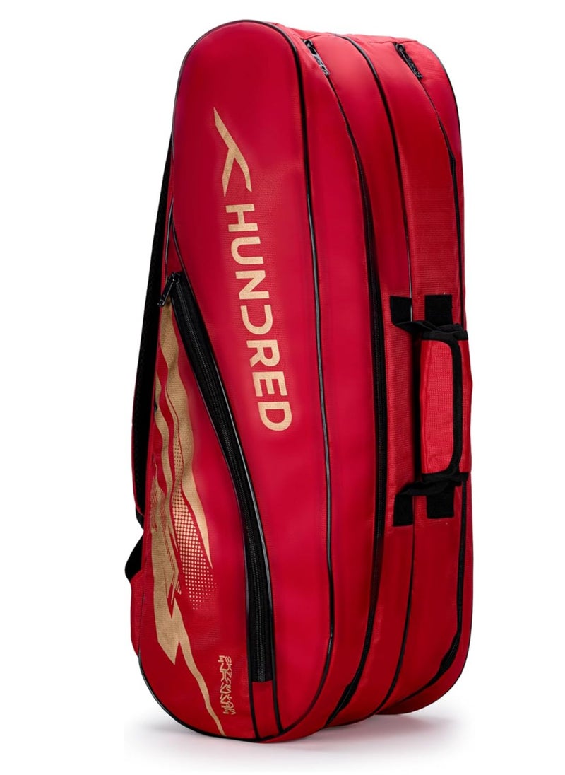 HUNDRED - Cosmogear Badminton Kit-bag | Large,Polyester | Double Zipper | Bag with Front Zipper Pocket | Padded Back Straps | Easy-Carry Handle | Racquet Sports - Image 1