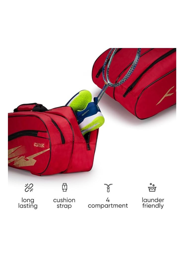 HUNDRED - Cosmogear Badminton Kit-bag | Large,Polyester | Double Zipper | Bag with Front Zipper Pocket | Padded Back Straps | Easy-Carry Handle | Racquet Sports - Image 1