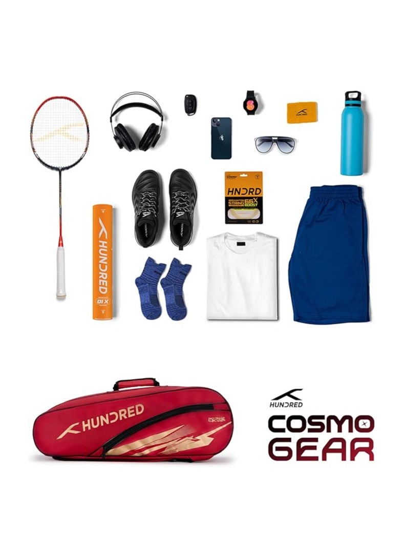 HUNDRED - Cosmogear Badminton Kit-bag | Large,Polyester | Double Zipper | Bag with Front Zipper Pocket | Padded Back Straps | Easy-Carry Handle | Racquet Sports - Image 1