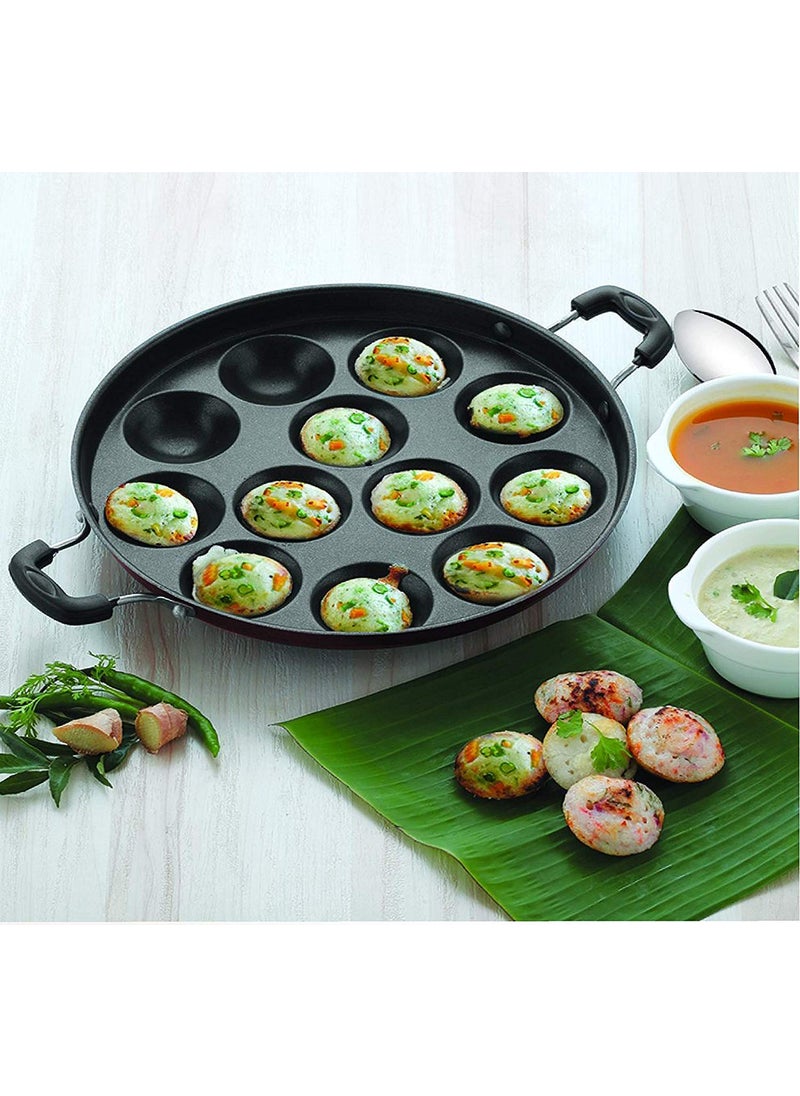 KD ZONE KD ZONE appam Maker Non Stick appam Maker Non Stick Aluminium Appam Pan Idli Pancake Maker with Side Handle Lid Cover Oil Brush Free Multicolor  - Image 1