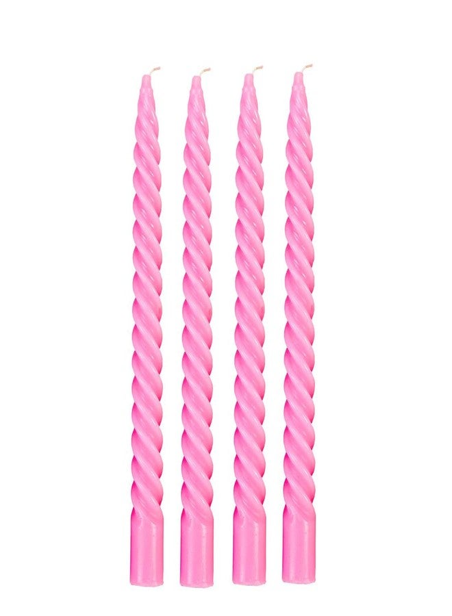 Luces Paraffin Wax Smokeless Scented Pink Colour Twisted Stick Candles Decorations for Living Room Pack of 4 - Image 1