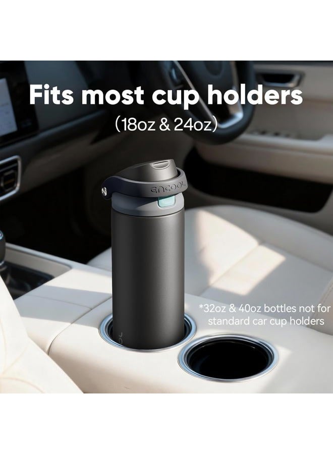 ENCOOL Leakproof Insulated Water Bottle with Straw Dual-Sip Water Bottle Bag-Safe Design for Work, Commute & Gym – Keeps Drinks Cold All Day, 24 oz, Coffee White - Image 3