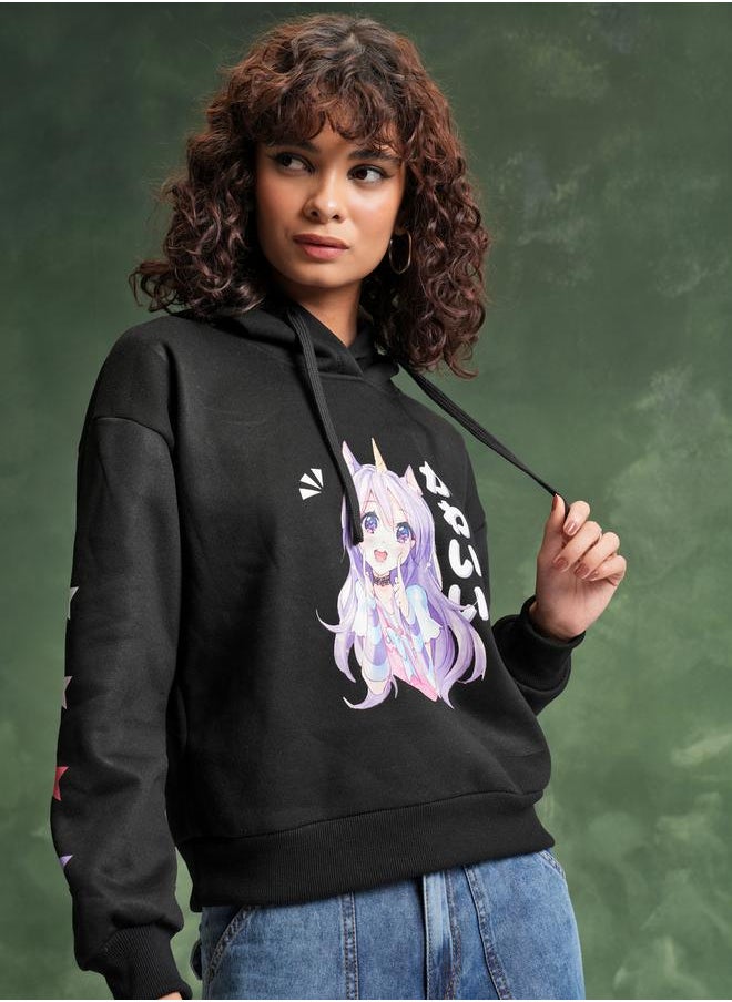 Tokyo Talkies - Anime Print Dropped Shoulder Hoodie by Styli - Image 1