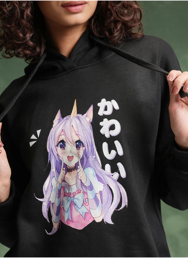 Tokyo Talkies - Anime Print Dropped Shoulder Hoodie by Styli - Image 1