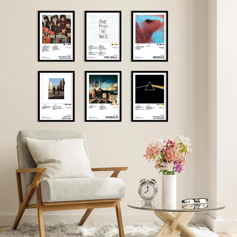 CodersParadise إطارات ملصقات حائط بينك فلويد، مجموعة من 6، مقاس 8 × 12 سم (A4)، ع��ل فني جمالي، ملصقات مؤطرة لغرفة المعيشة، غرفة النوم، المنزل والمكتب - Image 2