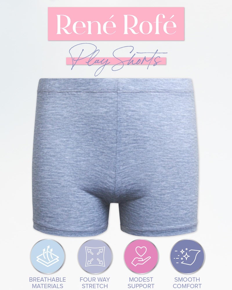 Rene Rofe Girls Athletic Shorts - 2 Pack Breathable Soft Stretch Girls Bike Shorts Four-Way Stretch Cheer Dance Sports Short, Size 6X, Grey/Black - Image 2