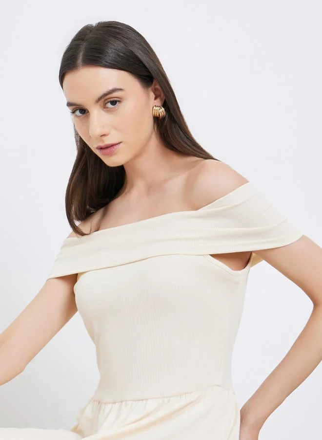 Take Two  Take Two Beige Off Shoulder A-Line Midi Dress for Women | Best Price UAE