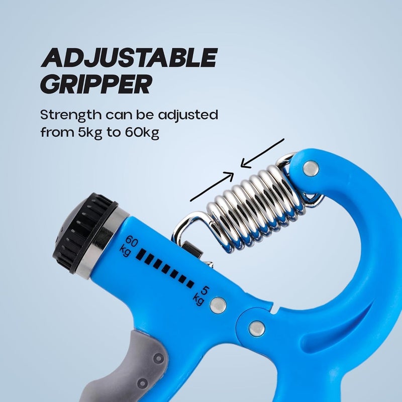 KONEX Adjustable Hand Gripper Strengthener for Men & Women | Hand Exercise Equipment for Home and Gym Workouts (With Counter, Blue) - Image 2